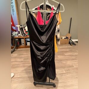 Windsor Black Satin Backless Dress